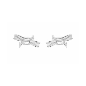 Ted Baker DELJCIA- MINI RIBBON BOW STUD EARRING, IMITATION RHODIUM/CRYSTAL